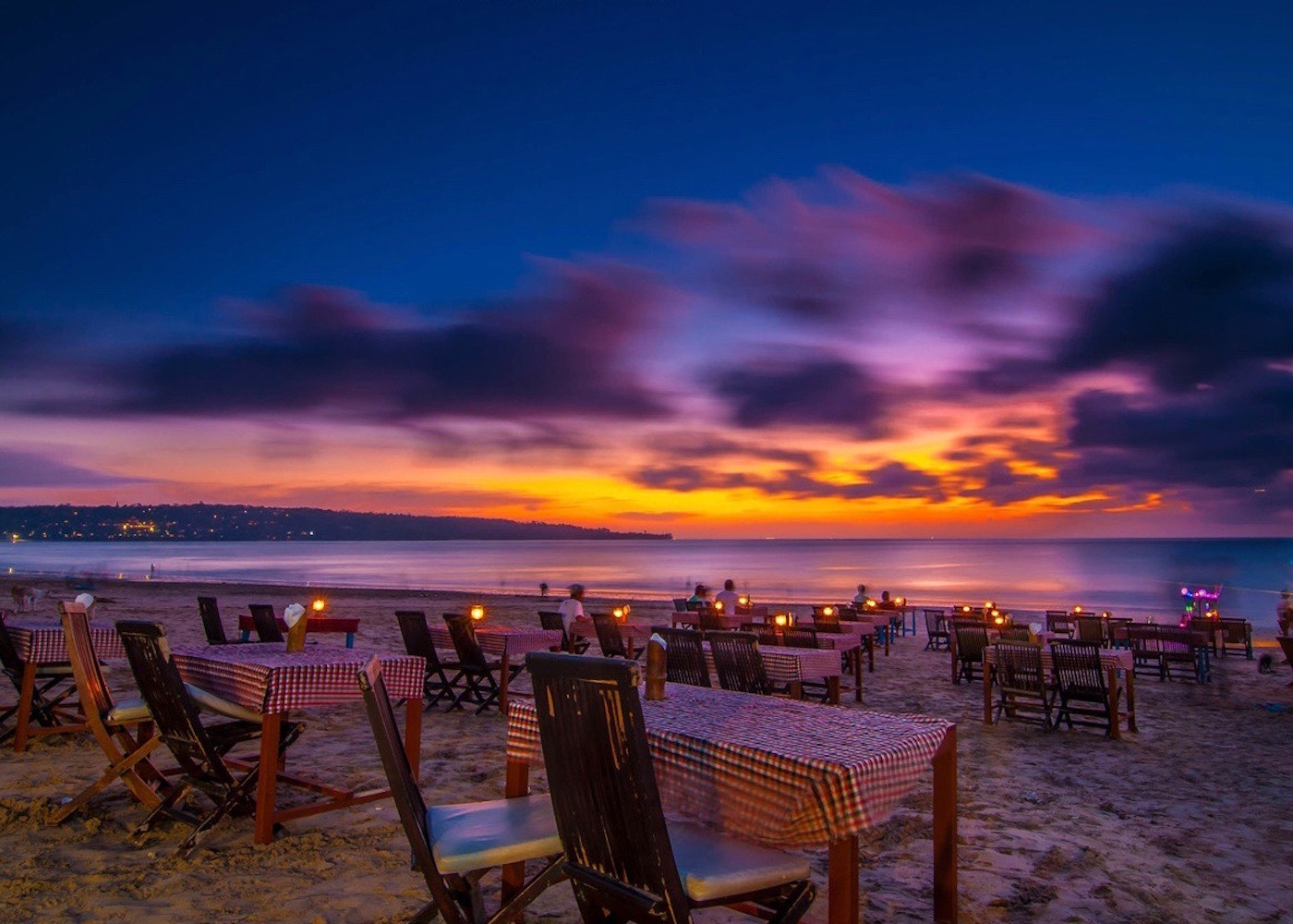 Jimbaran Bay Beach Seafood Bbq Sunset Bali Indonesia