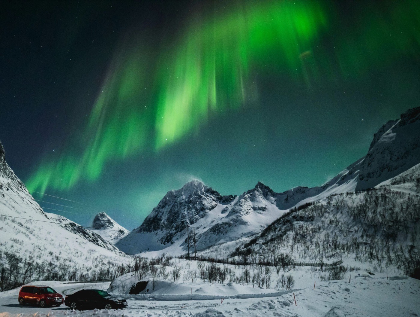Breathtaking Illumination Of Aurora Borealis In Mountains Of Northern Norway