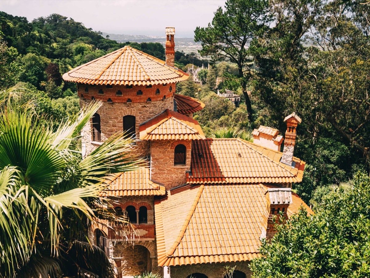 View Of Vila Sassetti Surrounded With Trees In Sintra Portugal