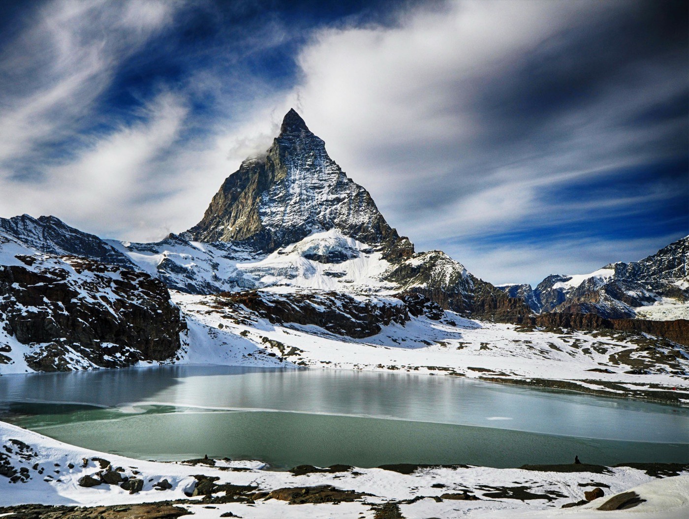 White Mountain Under Gray Sky